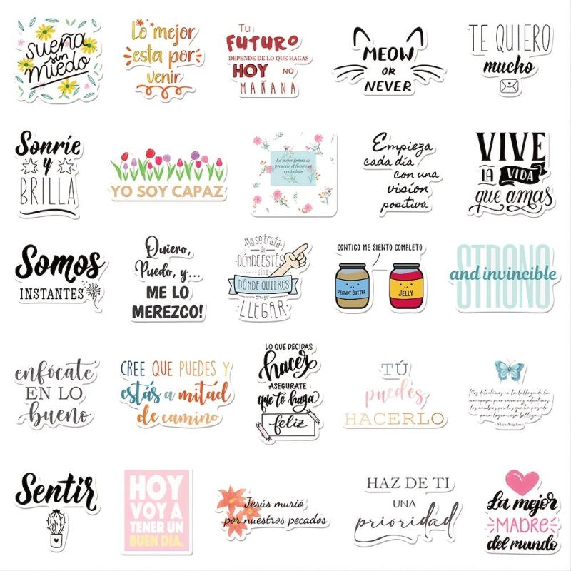 50 Inspirational Spanish Stickers for Devices & More