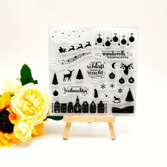 Christmas Deer House Snowflake Silicone Seal for Creative Painting