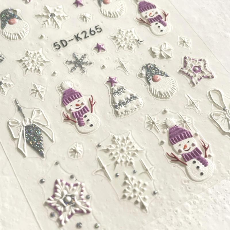 5D Embossed 3D Christmas Nail Art Stickers Nail Art Holiday Nail Supplies