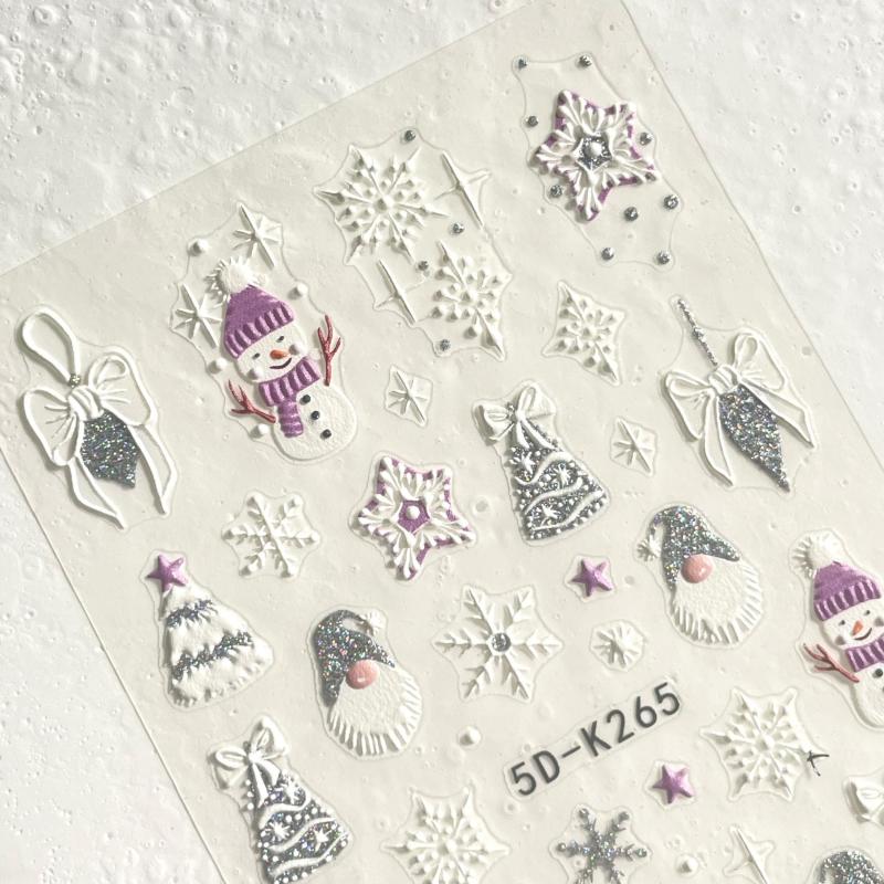 5D Embossed 3D Christmas Nail Art Stickers Nail Art Holiday Nail Supplies