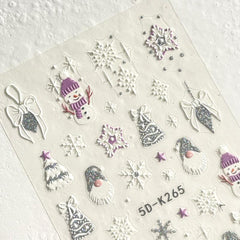 5D Embossed 3D Christmas Nail Art Stickers Nail Art Holiday Nail Supplies
