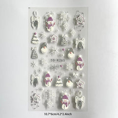 5D Embossed 3D Christmas Nail Art Stickers Nail Art Holiday Nail Supplies