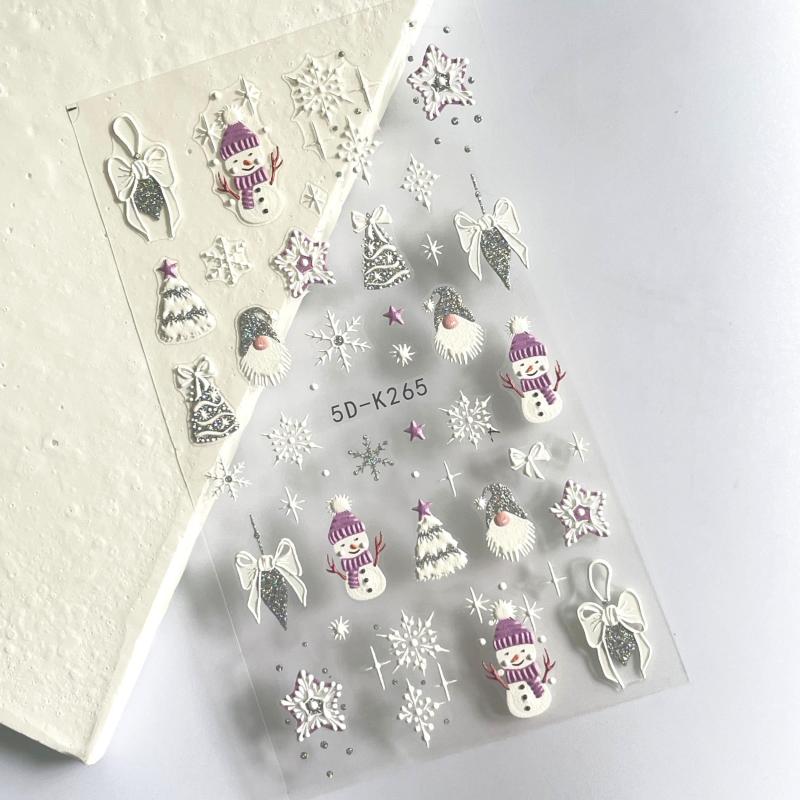 5D Embossed 3D Christmas Nail Art Stickers Nail Art Holiday Nail Supplies