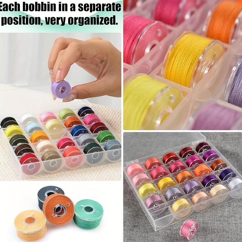 25pcs Plastic Thread Spools For Sewing Machines With Thread Box