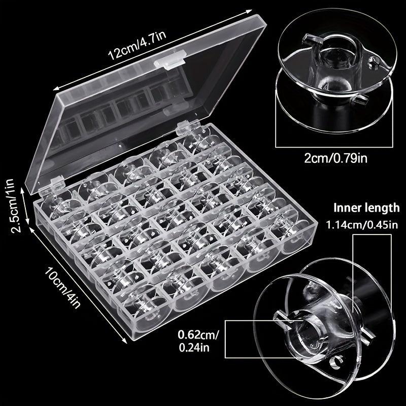 25pcs Plastic Thread Spools For Sewing Machines With Thread Box