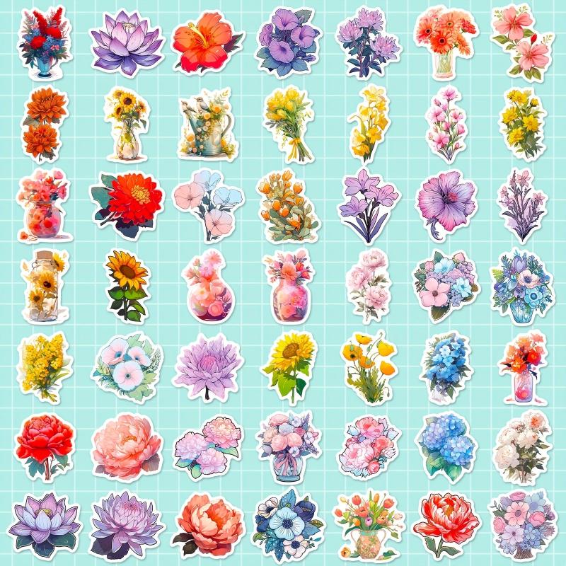 100PCS Flower Stickers Pack Waterproof Vinyl Flower Graffiti Decals