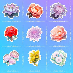 100PCS Flower Stickers Pack Waterproof Vinyl Flower Graffiti Decals