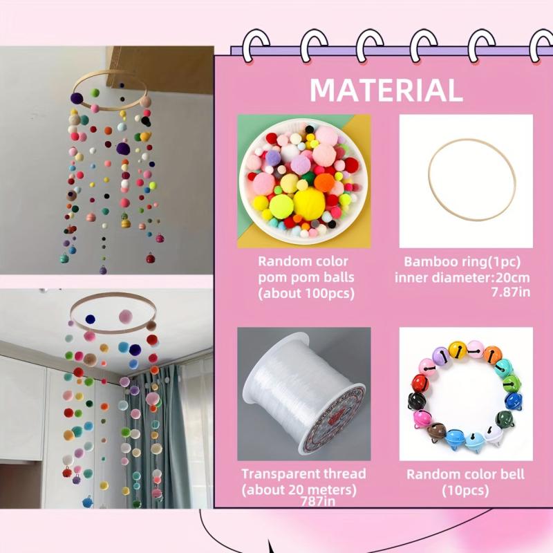Pom Pom Balls Wind Chimes DIY Set Room Decoration Pendant