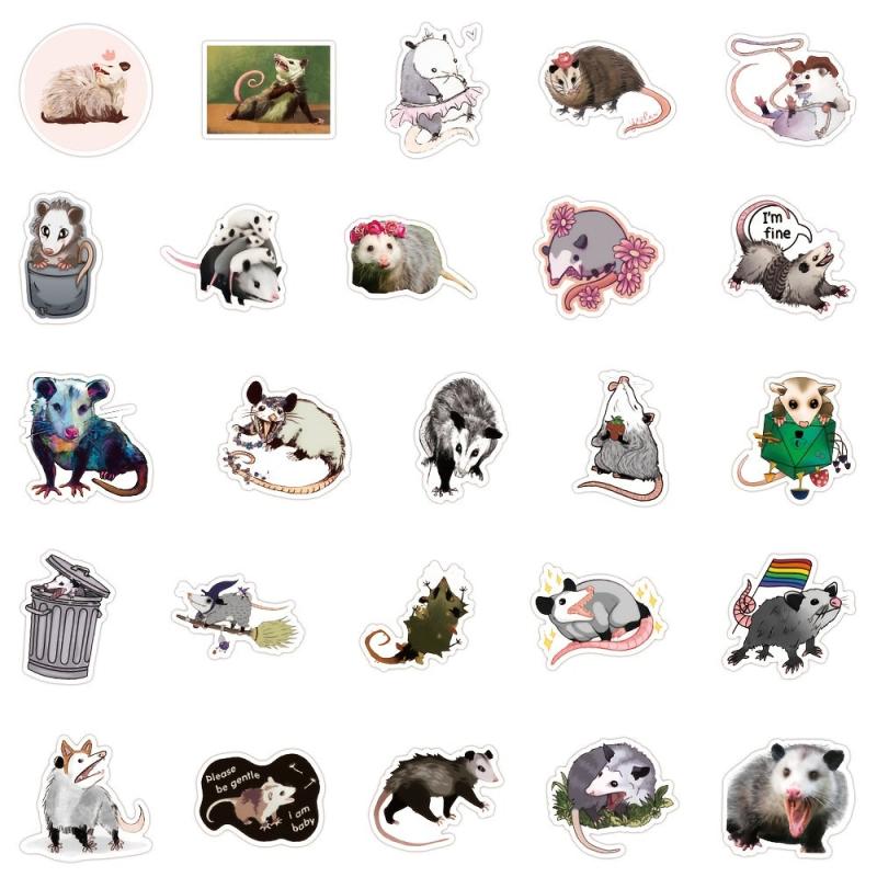 50pcs Opossum Sticker Waterproof Travel Case Water Bottles Laptop