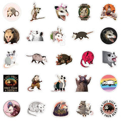 50pcs Opossum Sticker Waterproof Travel Case Water Bottles Laptop