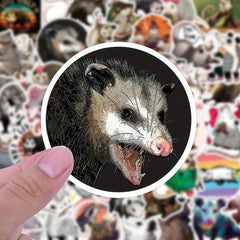 50pcs Opossum Sticker Waterproof Travel Case Water Bottles Laptop