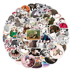 50pcs Opossum Sticker Waterproof Travel Case Water Bottles Laptop
