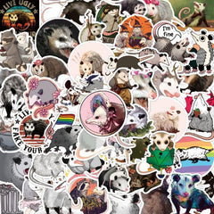 50pcs Opossum Sticker Waterproof Travel Case Water Bottles Laptop