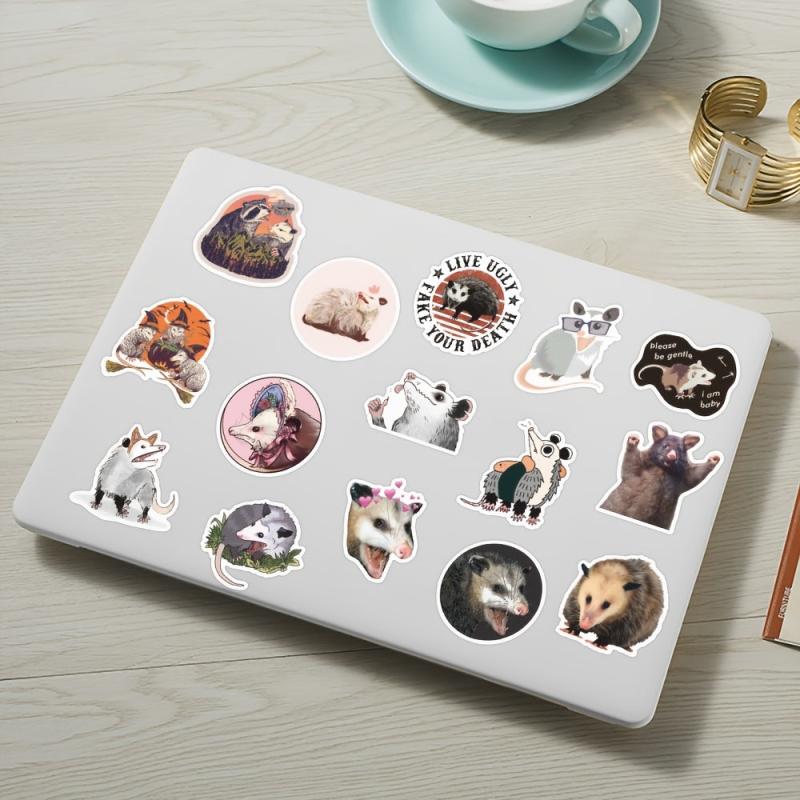 50pcs Opossum Sticker Waterproof Travel Case Water Bottles Laptop