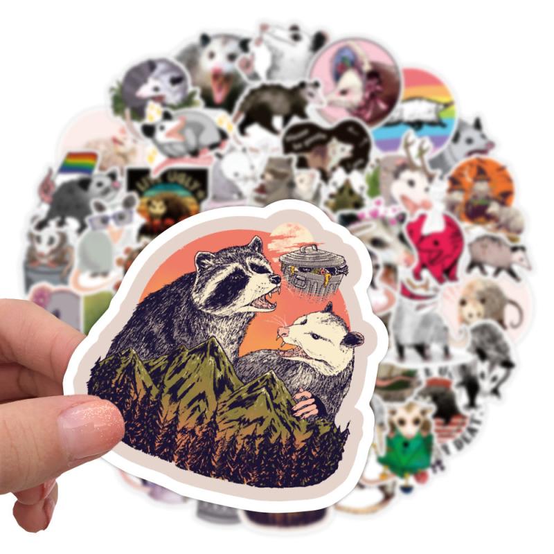 50pcs Opossum Sticker Waterproof Travel Case Water Bottles Laptop
