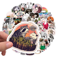 50pcs Opossum Sticker Waterproof Travel Case Water Bottles Laptop