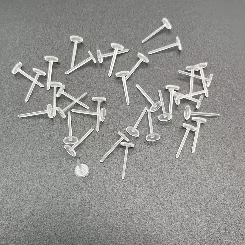 Clear Plastic Ear Studs Earring Accessories Flat Pins