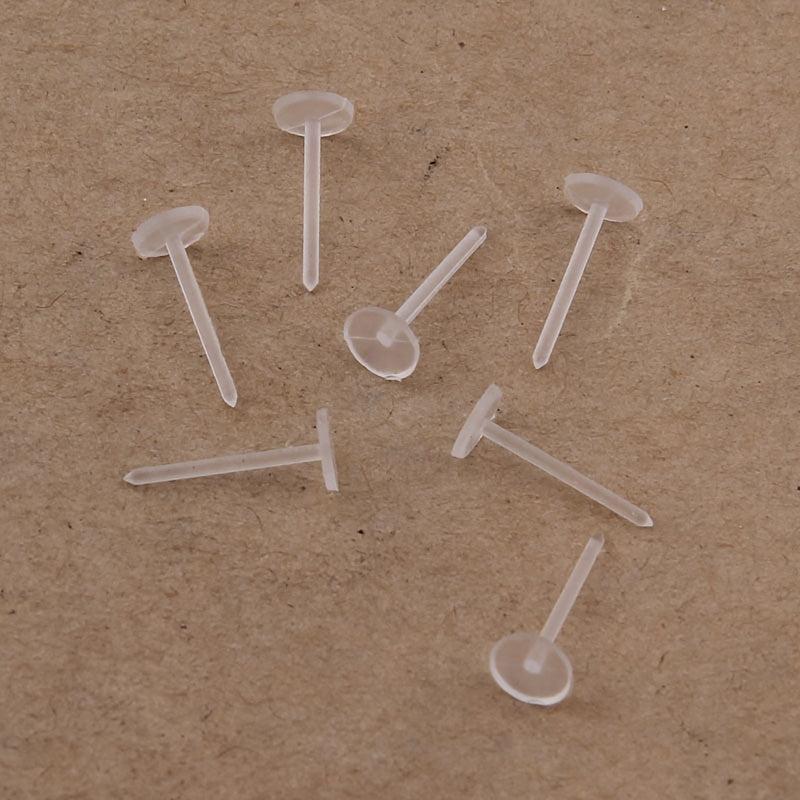 Clear Plastic Ear Studs Earring Accessories Flat Pins