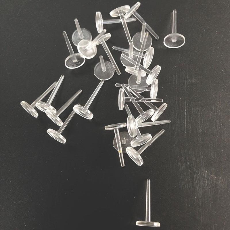 Clear Plastic Ear Studs Earring Accessories Flat Pins