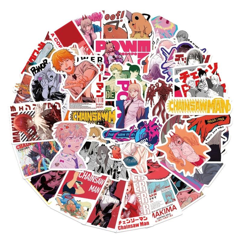 50pcs Anime Chainsaw Man Series Waterproof Stickers DIY Creative Toys