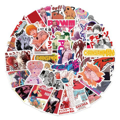 50pcs Anime Chainsaw Man Series Waterproof Stickers DIY Creative Toys