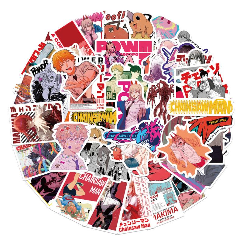 50pcs Anime Chainsaw Man Series Waterproof Stickers DIY Creative Toys