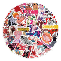 50pcs Anime Chainsaw Man Series Waterproof Stickers DIY Creative Toys