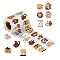 500pcs Coffee Sticker Roll for Parties & Accessorizing