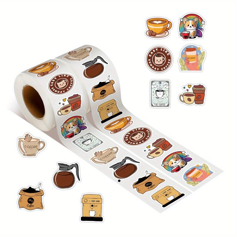 500pcs Coffee Sticker Roll for Parties & Accessorizing