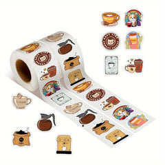 500pcs Coffee Sticker Roll for Parties & Accessorizing