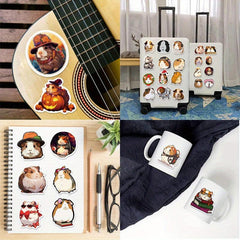 50pcs Guinea Pig Waterproof Graffiti Stickers, Motorcycle Laptop Helmet Decor