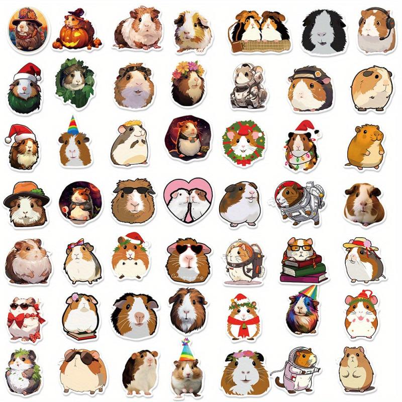 50pcs Guinea Pig Waterproof Graffiti Stickers, Motorcycle Laptop Helmet Decor