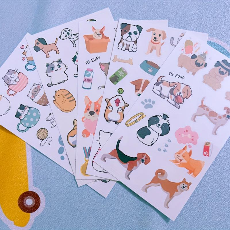 Waterproof Cartoon Cats And Dogs Team Temporary Tattoo Stickers 10pcs Pack