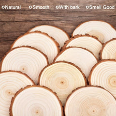 20pcs Natural Wood Slices With Bark 8-10 Cm DIY Craft Kit Coasters Ornaments