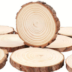 20pcs Natural Wood Slices With Bark 8-10 Cm DIY Craft Kit Coasters Ornaments