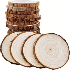 20pcs Natural Wood Slices With Bark 8-10 Cm DIY Craft Kit Coasters Ornaments