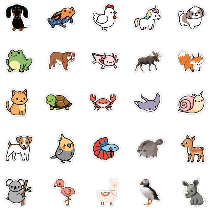 50 PCS Colorful Animal Vinyl Waterproof Stickers for Teens Girls Kids