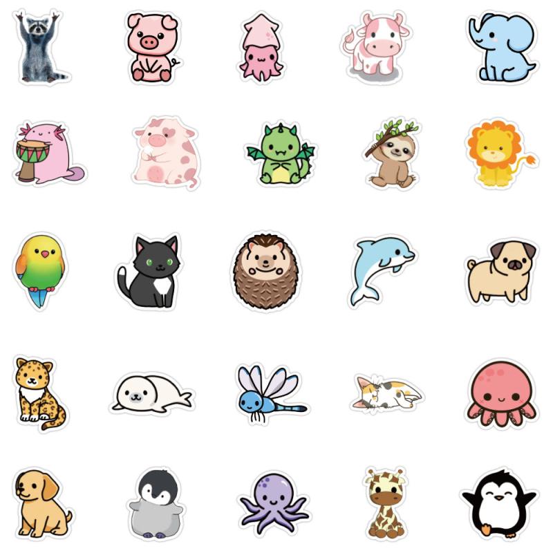 50 PCS Colorful Animal Vinyl Waterproof Stickers for Teens Girls Kids