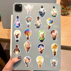 50pcs Light Bulb World Waterproof Stickers for Guitar Notebook Luggage DIY