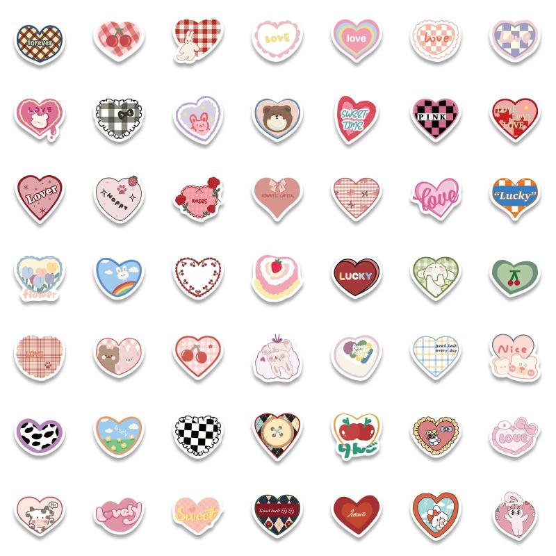 100 Sweetheart Style Heart Waterproof Stickers