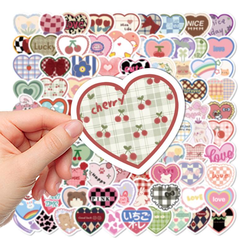 100 Sweetheart Style Heart Waterproof Stickers