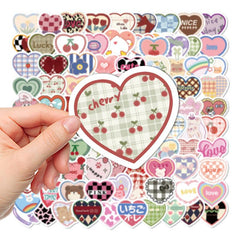100 Sweetheart Style Heart Waterproof Stickers