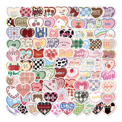 100 Sweetheart Style Heart Waterproof Stickers