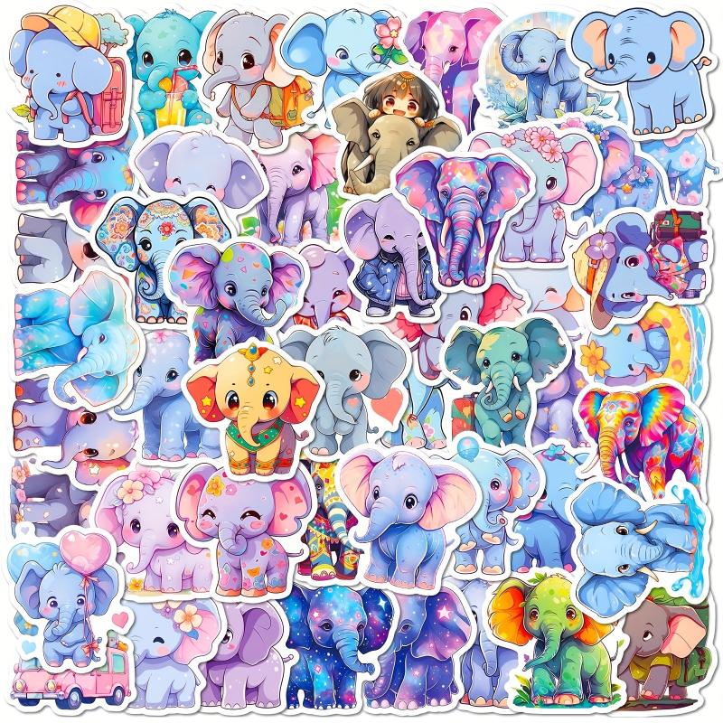 50pcs Elephant Stickers Animals Waterproof DIY Water Bottle Laptop Phone