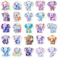 50pcs Elephant Stickers Animals Waterproof DIY Water Bottle Laptop Phone