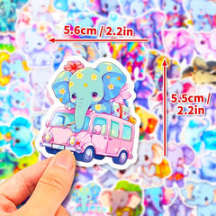 50pcs Elephant Stickers Animals Waterproof DIY Water Bottle Laptop Phone