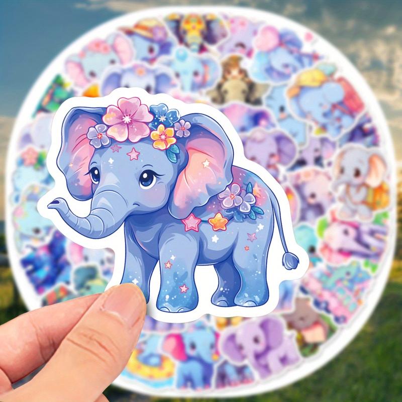 50pcs Elephant Stickers Animals Waterproof DIY Water Bottle Laptop Phone