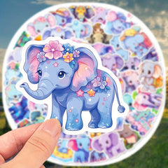 50pcs Elephant Stickers Animals Waterproof DIY Water Bottle Laptop Phone