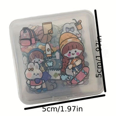 Cartoon Girl Heart Stickers for DIY Journals