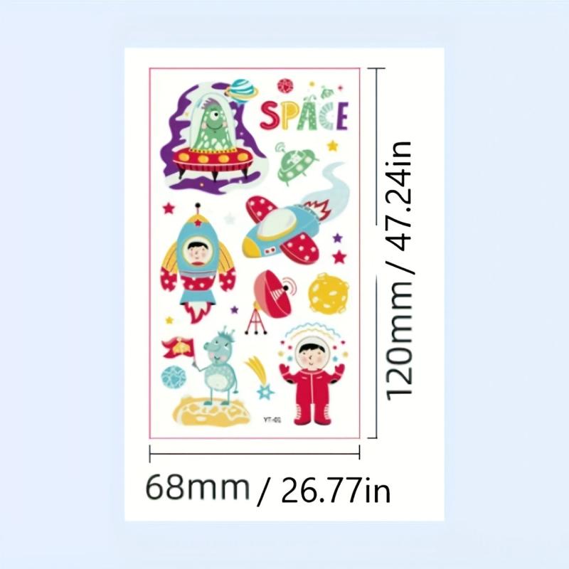 Cartoon Space Glow in the Dark Temporary Tattoo Stickers